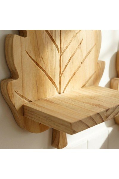 2 li Ahşap Yaprak Modelli Raf