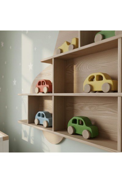 Ahşap Araba Duvar Rafı