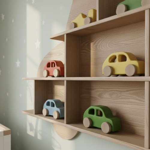 Ahşap Araba Duvar Rafı