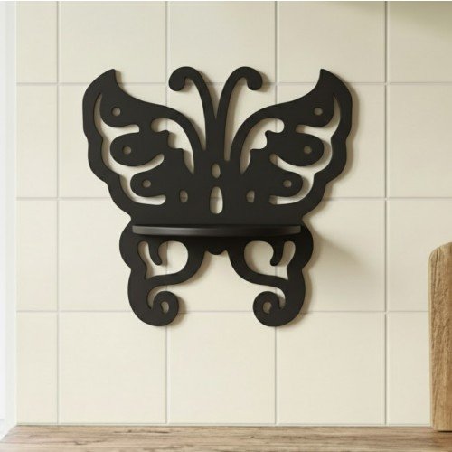 Siyah Ahşap Kelebek Raf