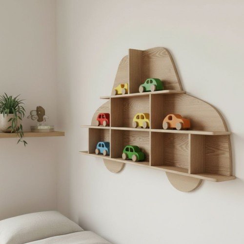 Ahşap Araba Duvar Rafı