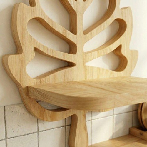 Ahşap Oymalı Yaprak Raf Seti