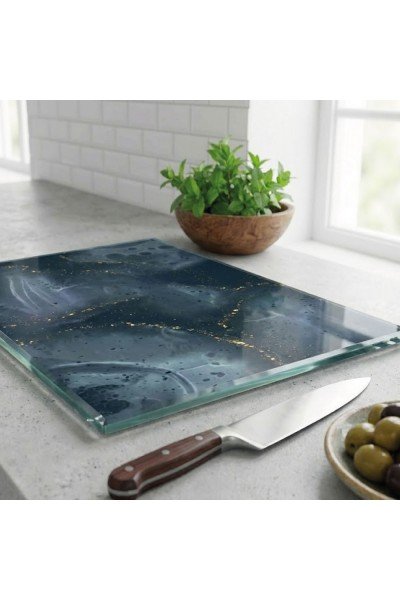 Koyu Renkli Cam Kesme Tahtası