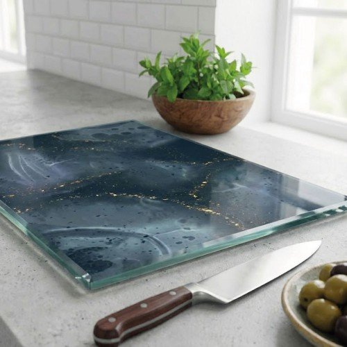 Koyu Renkli Cam Kesme Tahtası