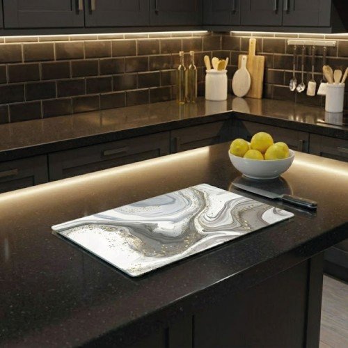 Mermer Görünümlü Cam Kesme Tahtası