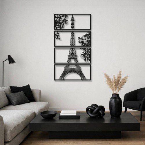 4 Parçalı Eyfel Kulesi Metal Tablo