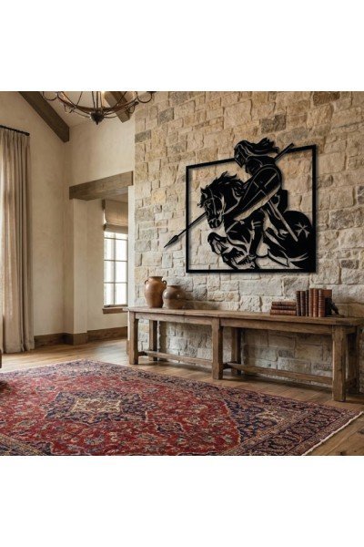 Şövalye Temalı Metal Duvar Sanatı Duvar Tablosu