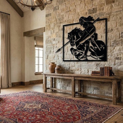 Şövalye Temalı Metal Duvar Sanatı Duvar Tablosu