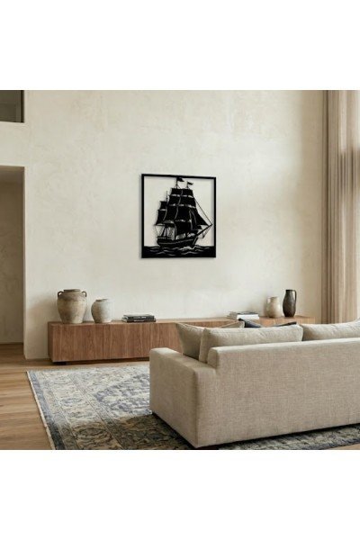 Yelkenli Gemi Temalı Metal Duvar Tablosu