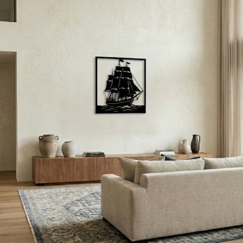 Yelkenli Gemi Temalı Metal Duvar Tablosu