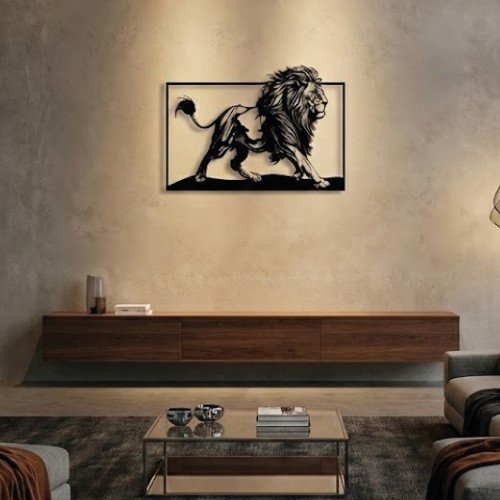 Modern ve Karizmatik Aslan Silüeti Duvar Tablosu
