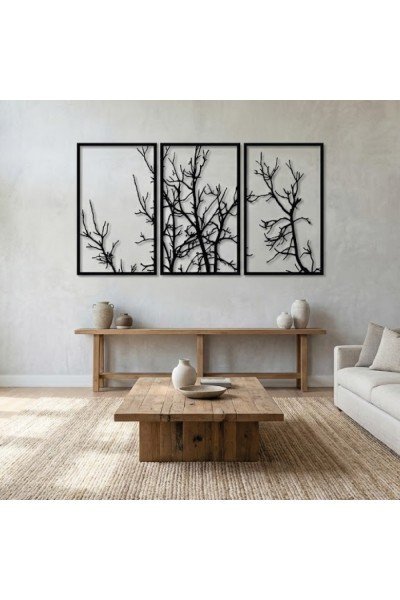 Üç Parçalı Metal Ağaç Dalları Duvar Tablosu 