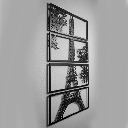 4 Parçalı Eyfel Kulesi Metal Tablo