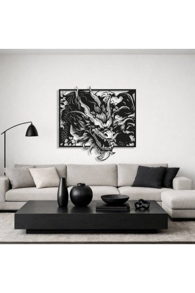 Mitolojik Ejderha Başı Duvar Süsü