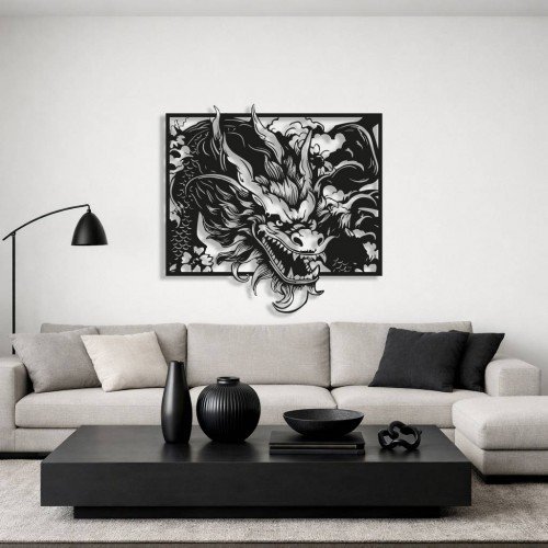 Mitolojik Ejderha Başı Duvar Süsü