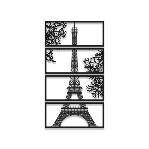 4 Parçalı Eyfel Kulesi Metal Tablo