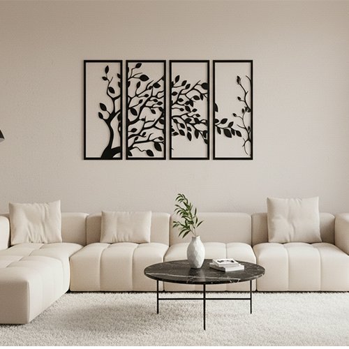 Yapraklar Metal Duvar Dekoru