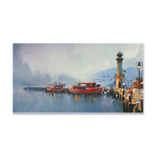 Sisli Liman Manzaralı Kanvas Tablo Sisli Liman Manzaralı Kanvas Tablo