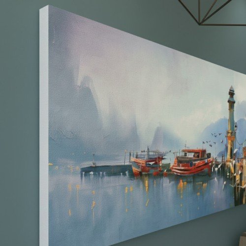 Sisli Liman Manzaralı Kanvas Tablo Sisli Liman Manzaralı Kanvas Tablo