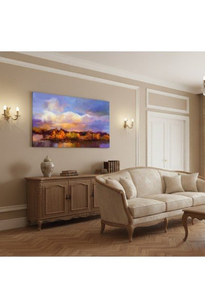 Sonbahar Manzaralı Yağlıboya Görünümlü Kanvas Tablo