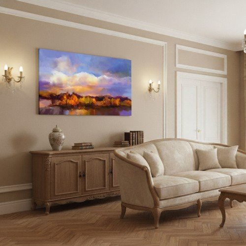 Sonbahar Manzaralı Yağlıboya Görünümlü Kanvas Tablo