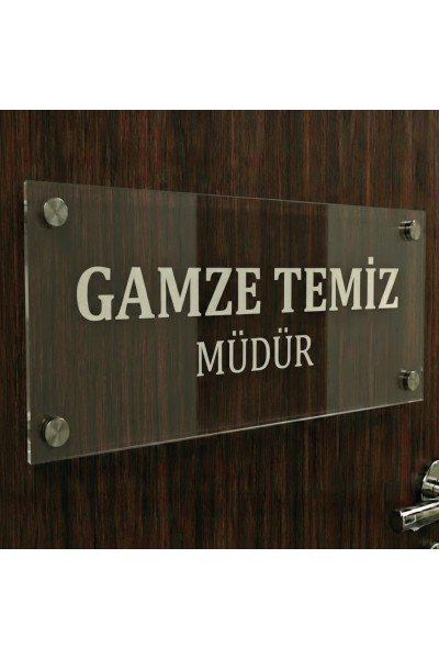 Şeffaf Dikdörtgen kapı isimliği (20 x 13,5 cm)