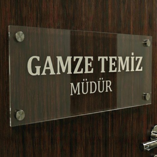 Şeffaf Dikdörtgen kapı isimliği (20 x 13,5 cm)