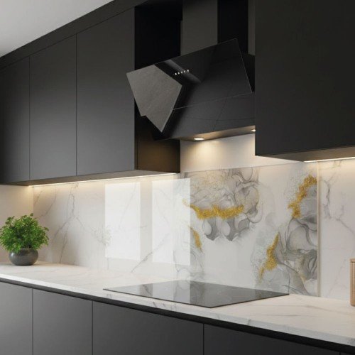 Gold Detaylı Tezgah Arkası Cam Koruyucu