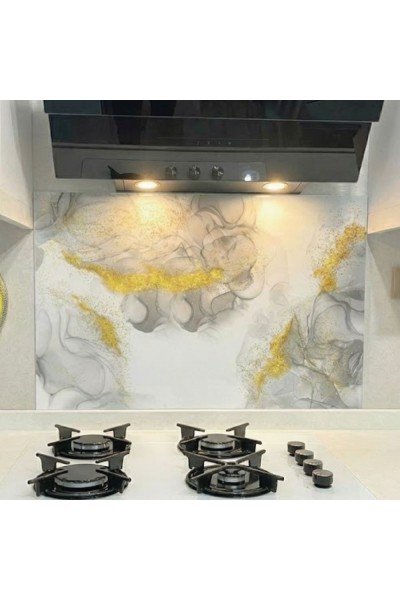 Gold Detaylı Tezgah Arkası Cam Koruyucu