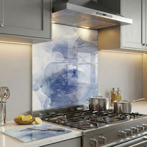 Desenli Cam Tezgah Arkası Koruycu ve Cam Kesme Tahtası Seti