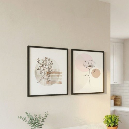 2’li Minimalist Çiçekli  Duvar Tablosu