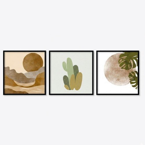 3'lü Modern Boho Doğa Tablo Seti