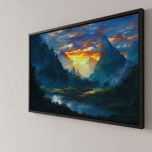 Mistik Dağ ve Günbatımı Tablosu