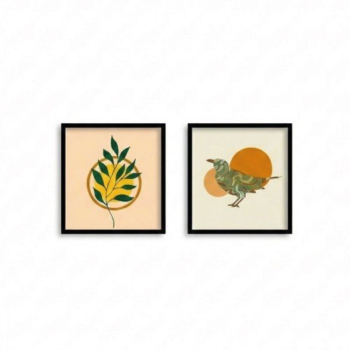 Sarı ve Yeşil Tonlu Kuş ve Yaprak Duvar Panosu Sarı ve Yeşil Tonlu Kuş ve Yaprak Duvar Panosu