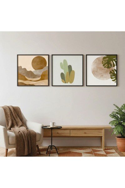 3'lü Modern Boho Doğa Tablo Seti