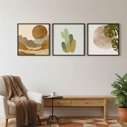 3'lü Modern Boho Doğa Tablo Seti