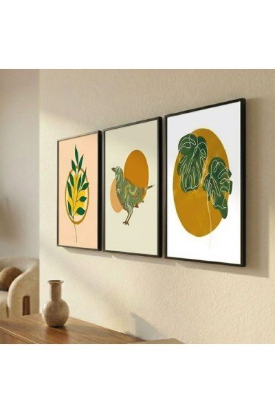 Bohem Çizim 3 lü Duvar Tablosu