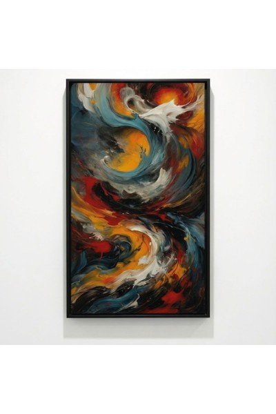 Turuncu ve Mavi Kontrastlı Modern Duvar Dekoru