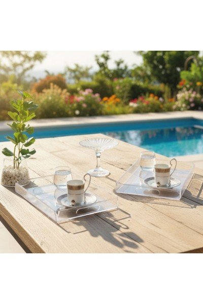 Akrilik Şeffaf Sunum Tepsisi